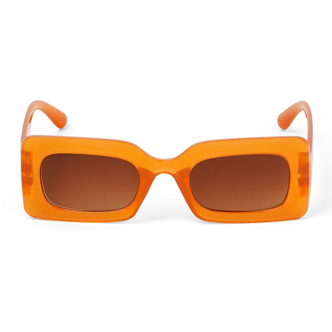 Pretza Orange and Brown Rectangle Sunglasses