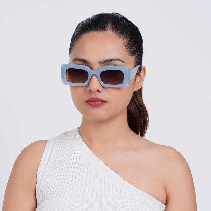 Pretza Blue and Brown  Rectangle Sunglasses