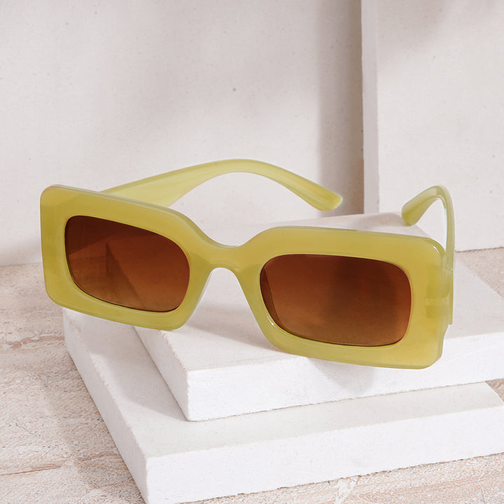 Pretza Yellow and Brown  Rectangle Sunglasses