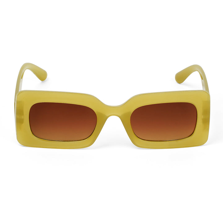 Pretza Yellow and Brown  Rectangle Sunglasses