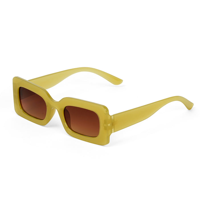 Pretza Yellow and Brown  Rectangle Sunglasses