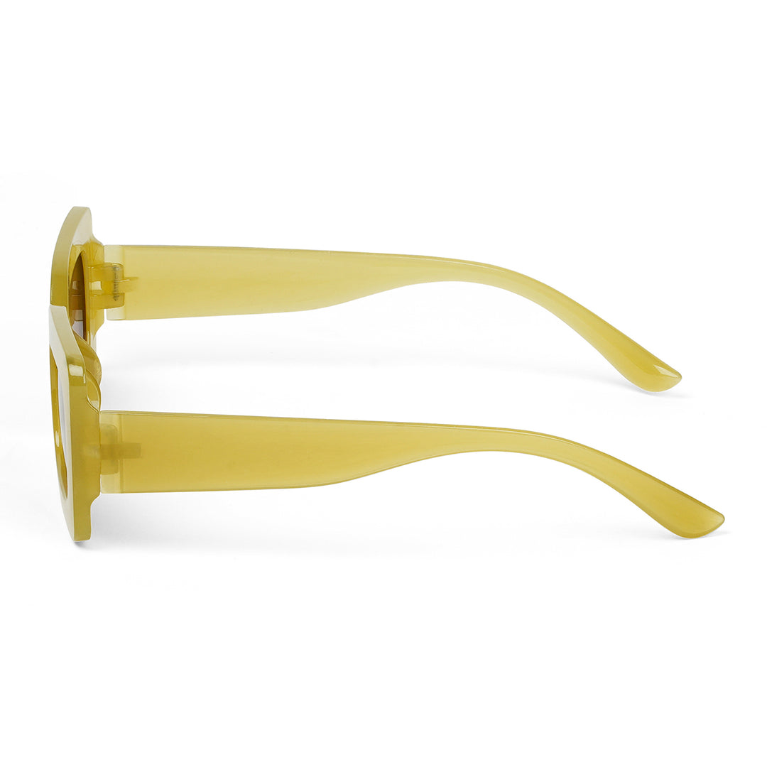 Pretza Yellow and Brown  Rectangle Sunglasses