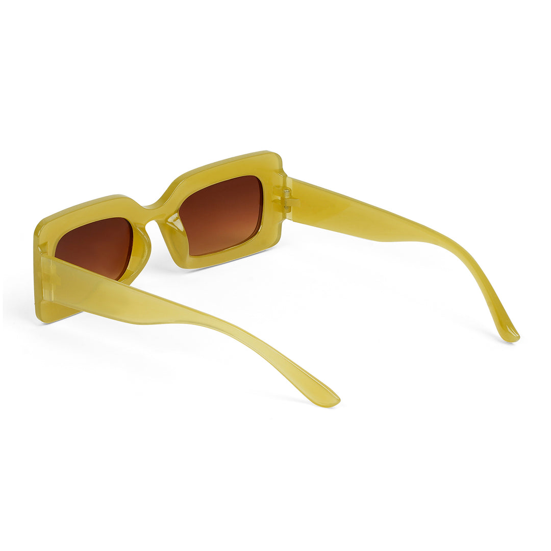 Pretza Yellow and Brown  Rectangle Sunglasses