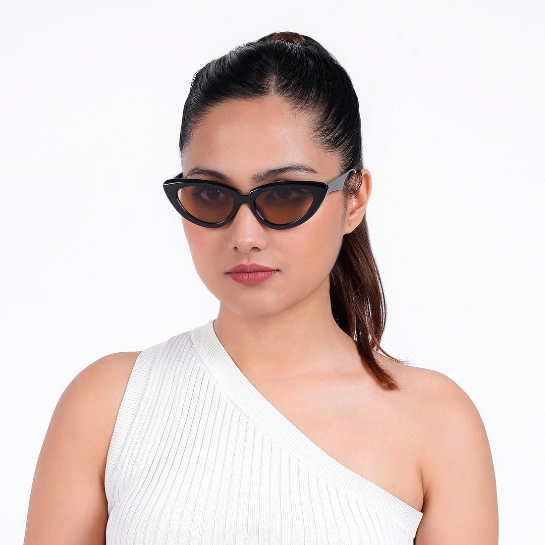 Wintour Cat Eye Black & Brown Sunglasses
