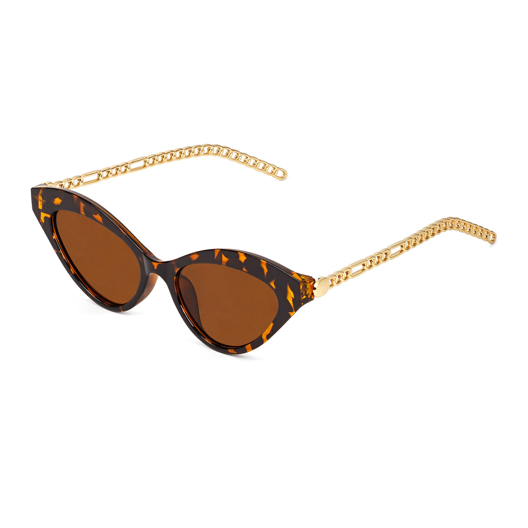 Jennie Cat Eye Gold and Brown Sunglasses