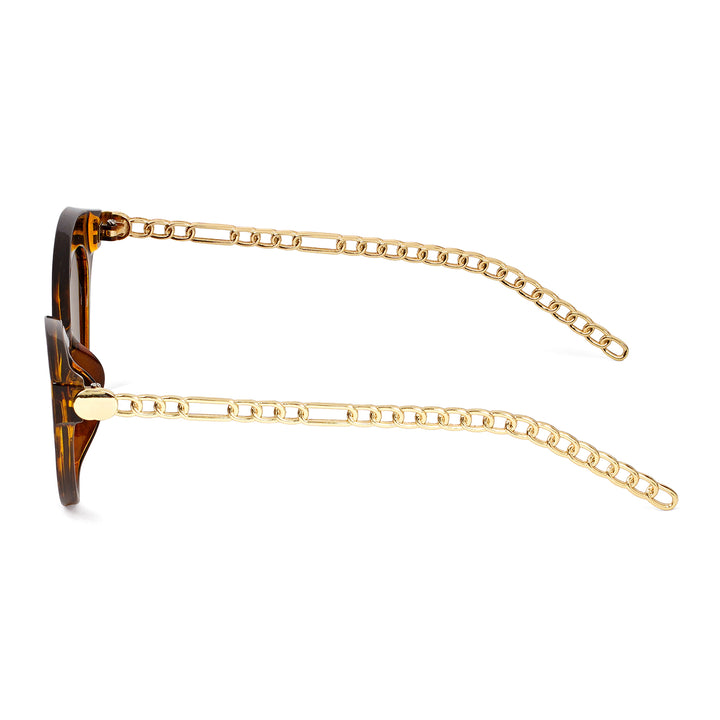 Jennie Cat Eye Gold and Brown Sunglasses