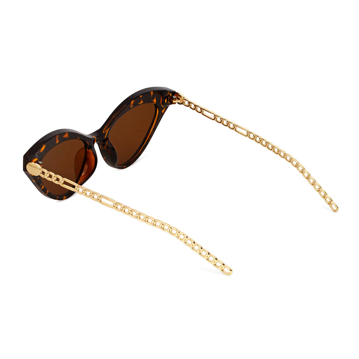Jennie Cat Eye Gold and Brown Sunglasses