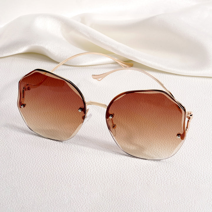 Fetucia Octagon Round  Brown  Sunglasses