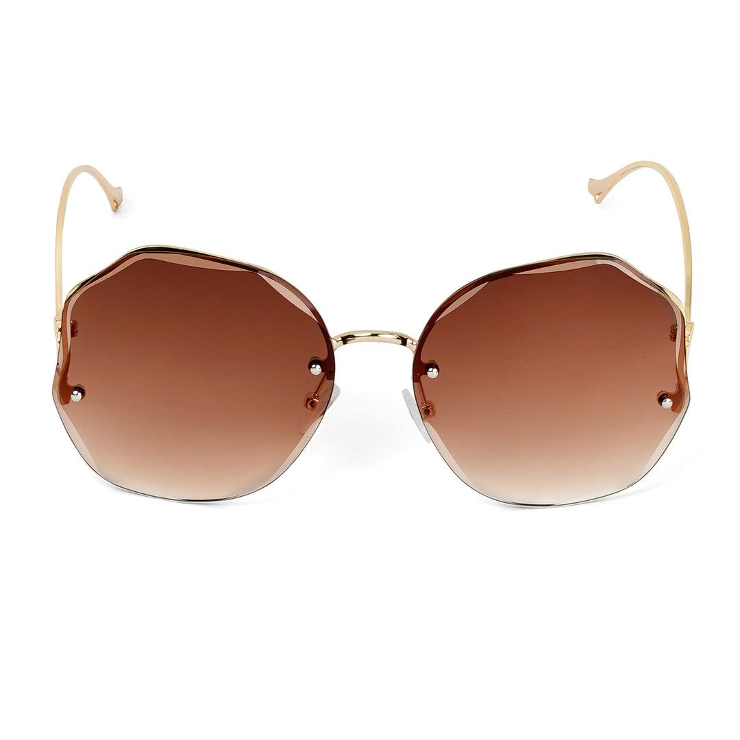 Fetucia Octagon Round  Brown  Sunglasses