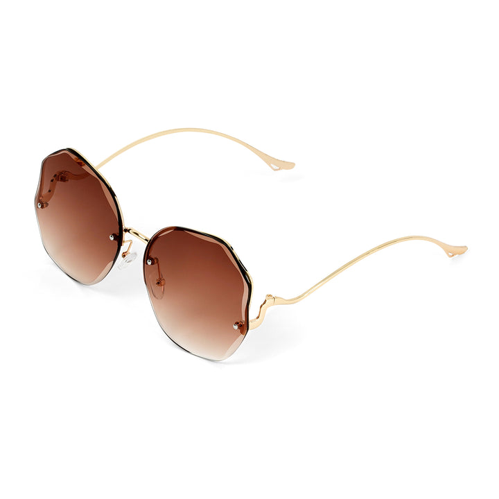 Fetucia Octagon Round  Brown  Sunglasses