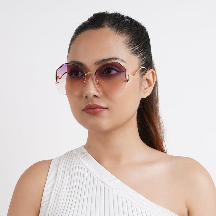 Fetucia Octagon Round Pink Sunglasses