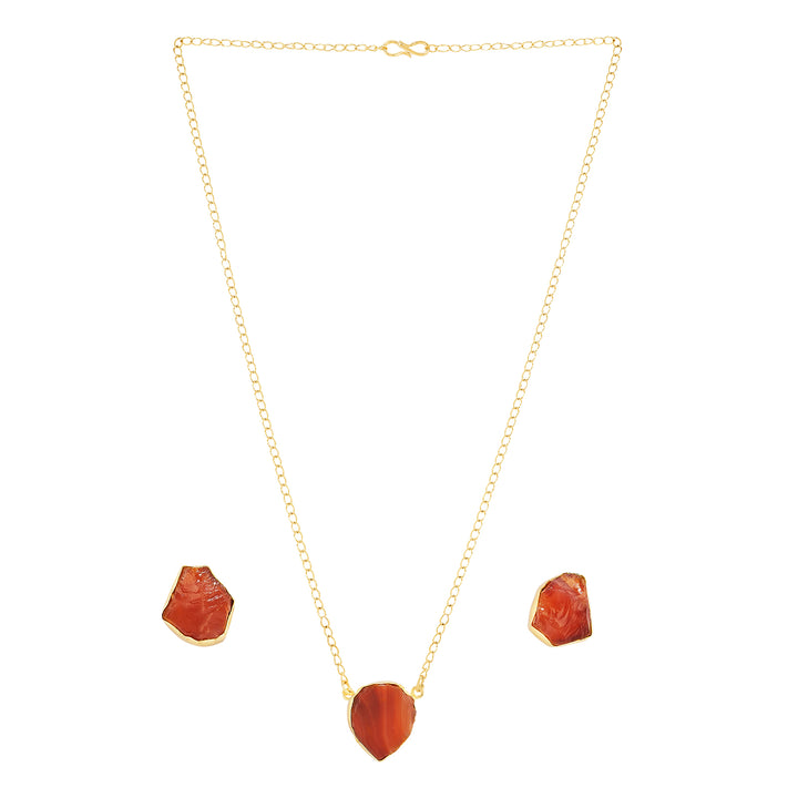 Soléa Orange Natural Stone Necklace Set