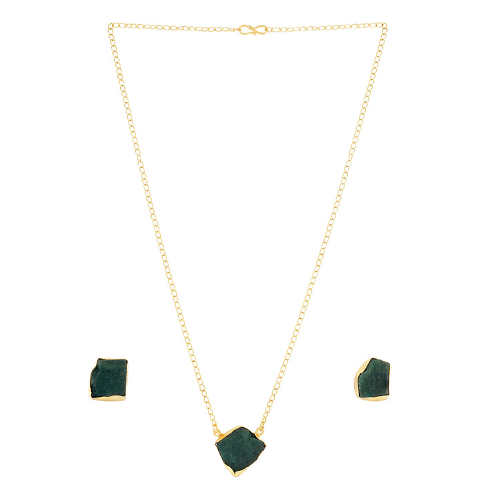 Soléa Dark Green Natural Stone Necklace Set