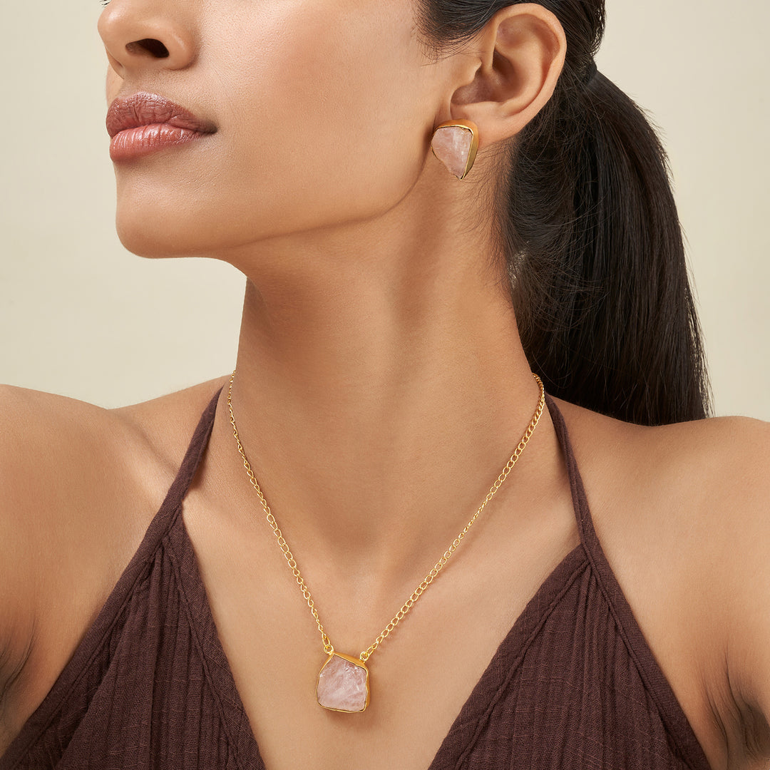 Soléa Pink Natural Stone Necklace Set