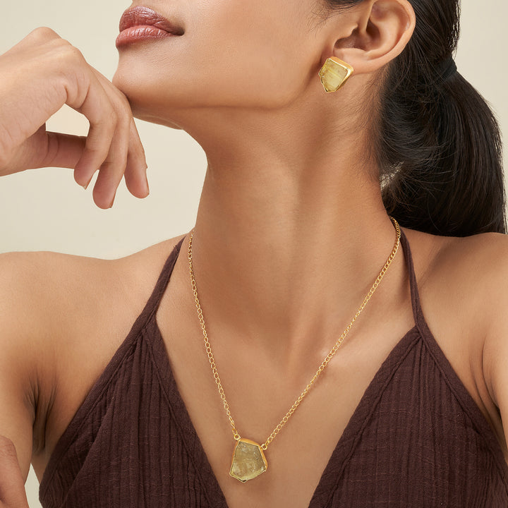 Soléa Yellow Natural Stone Necklace Set