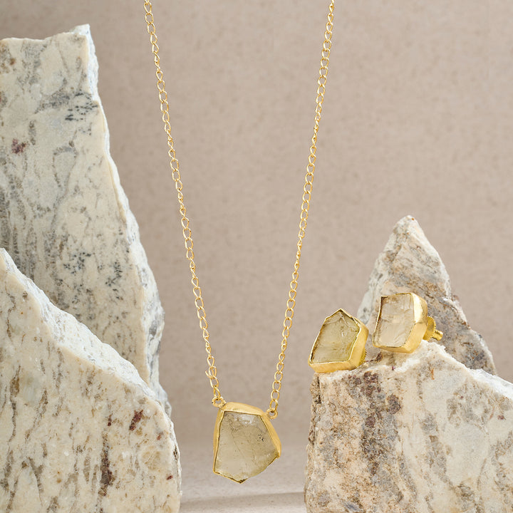 Soléa Yellow Natural Stone Necklace Set