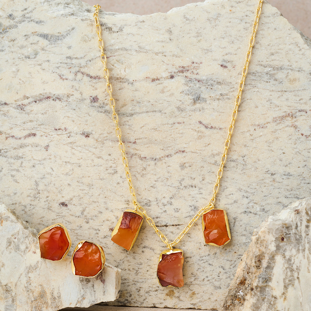 Soléa Orange Trio Natural Stone Necklace Set