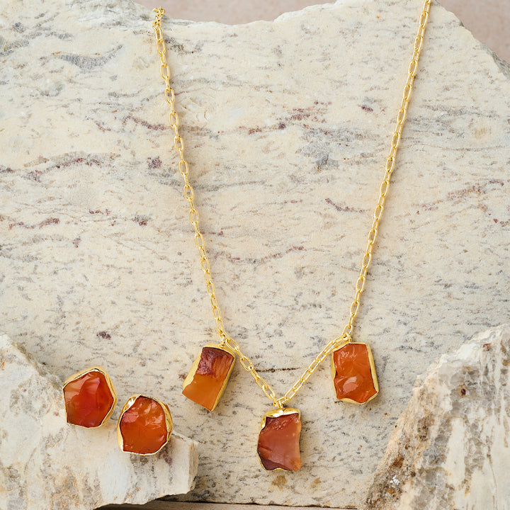 Soléa Orange Trio Natural Stone Necklace Set