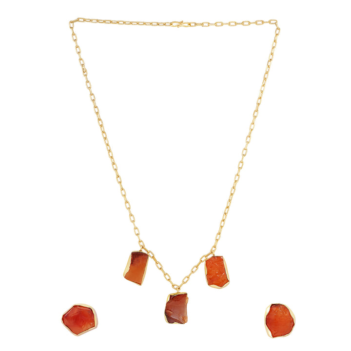 Soléa Orange Trio Natural Stone Necklace Set