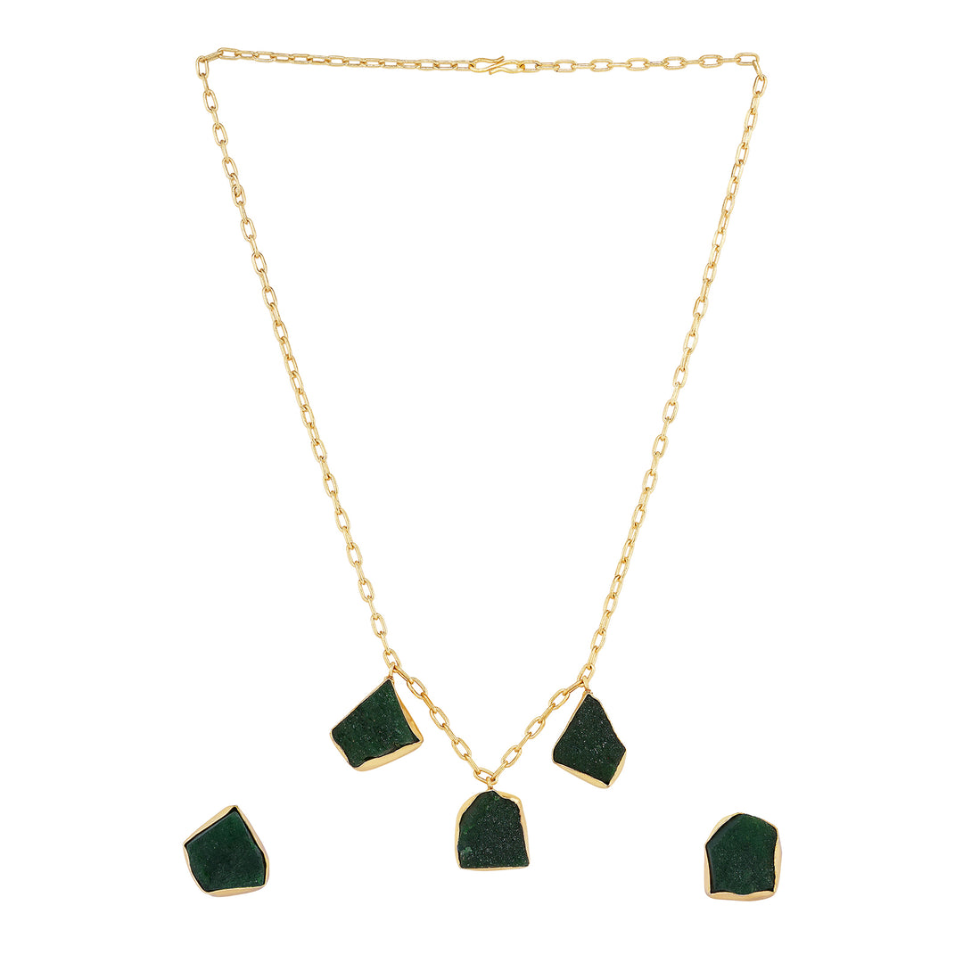 Soléa Dark Green Trio Natural Stone Necklace Set