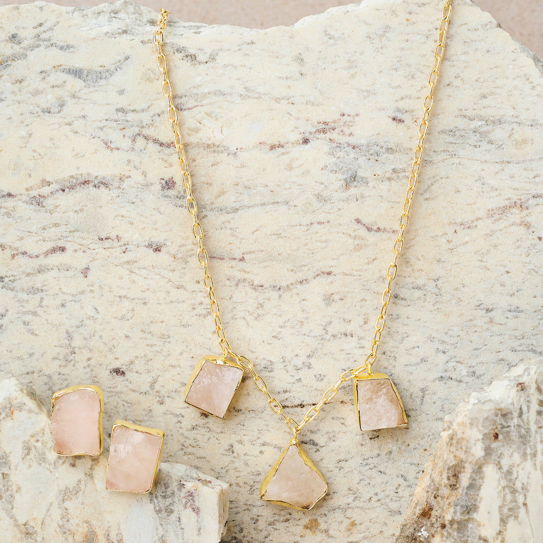 Soléa Pink Trio Natural Stone Necklace Set