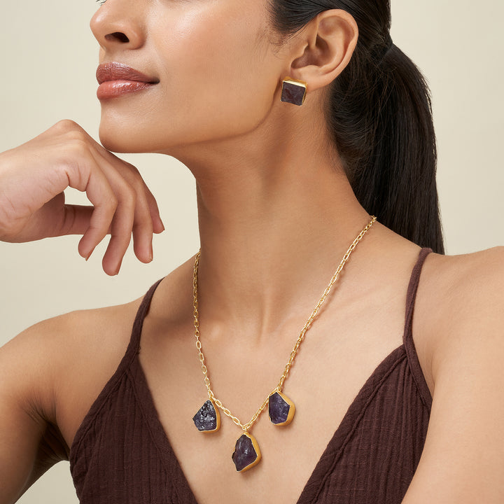 Soléa Purple Trio Natural Stone Necklace Set