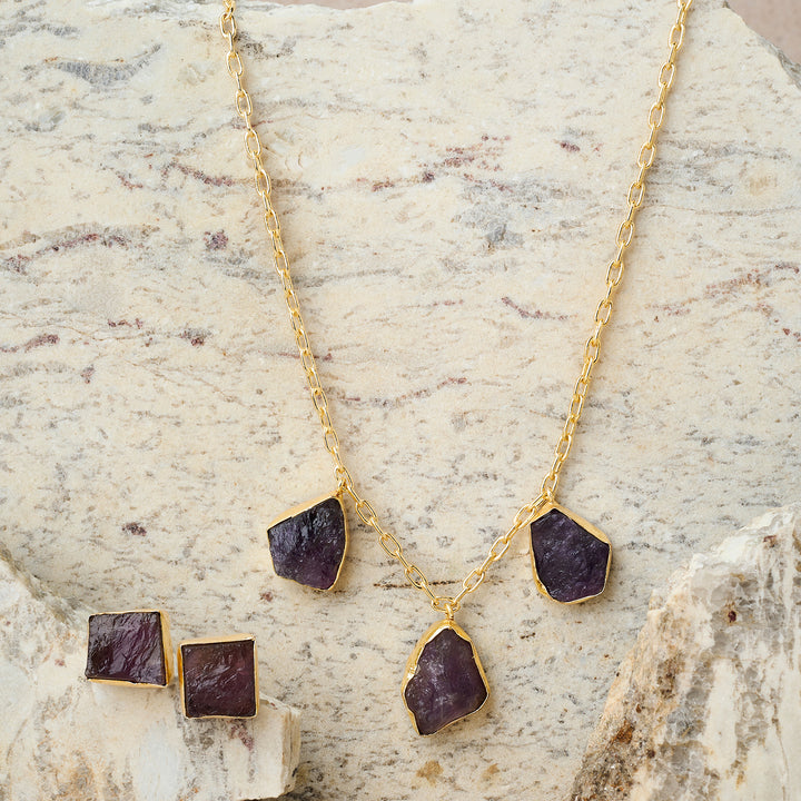 Soléa Purple Trio Natural Stone Necklace Set