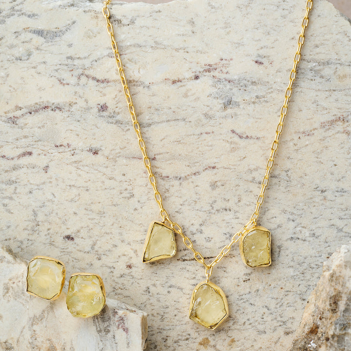 Soléa Yellow Trio Natural Stone Necklace Set