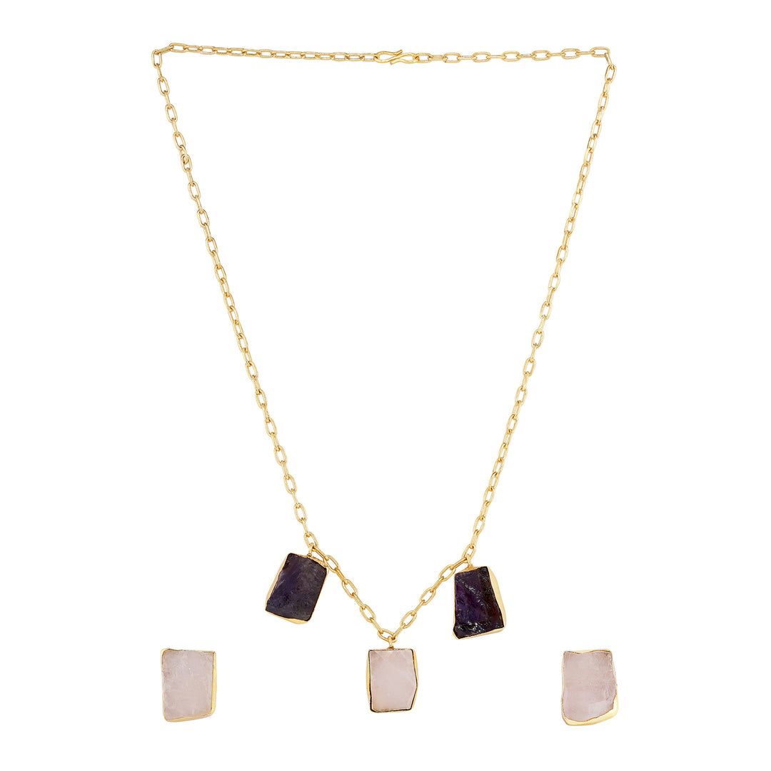 Soléa Purple & Pink Trio Natural Stone Necklace Set