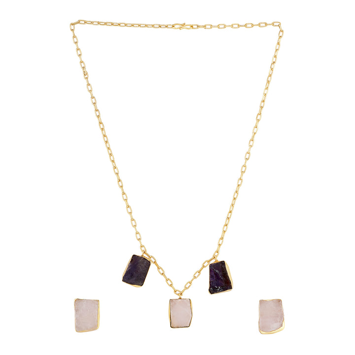 Soléa Purple & Pink Trio Natural Stone Necklace Set
