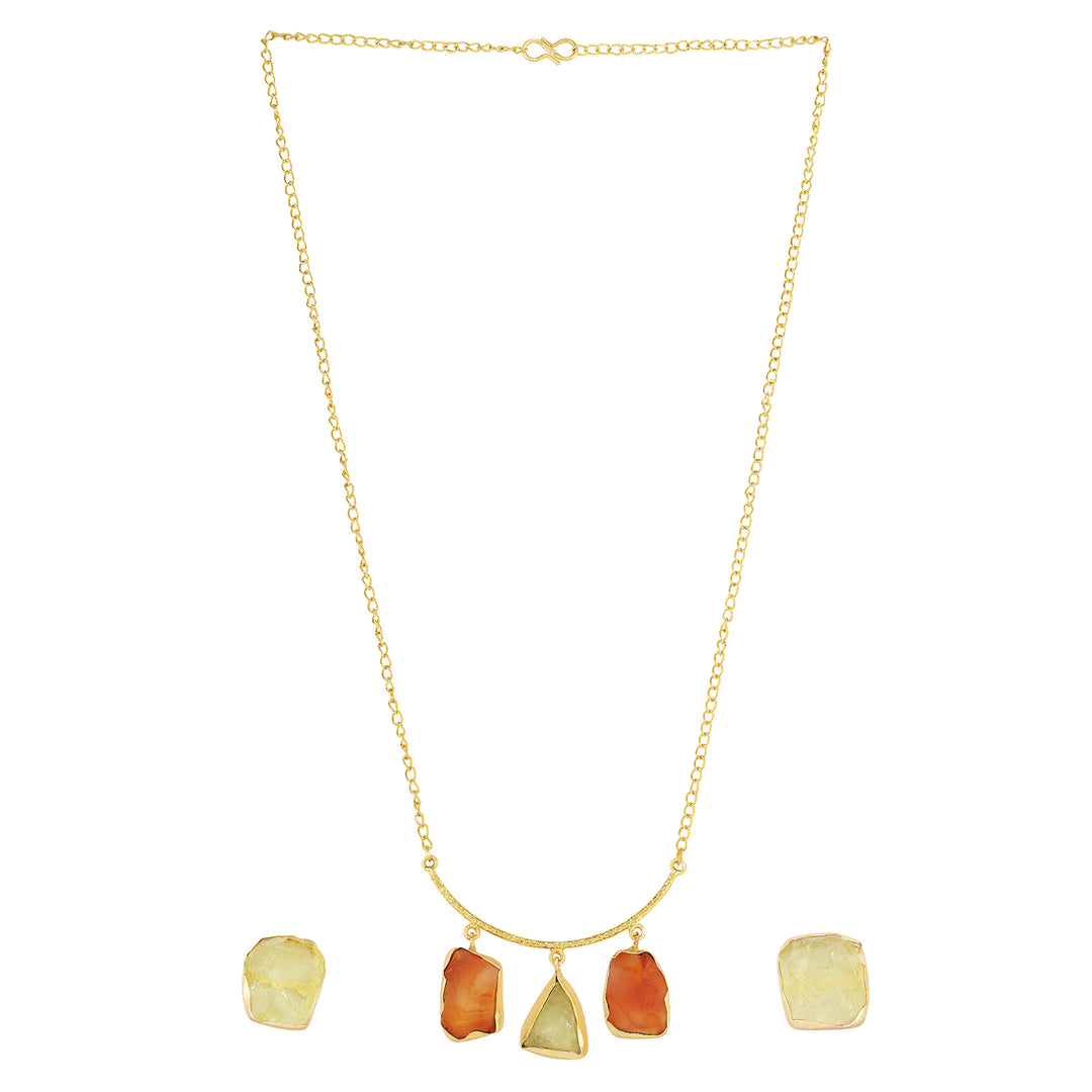 Soléa Orange & Yellow Trio Natural Necklace Set
