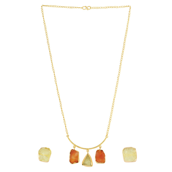Soléa Orange & Yellow Trio Natural Necklace Set