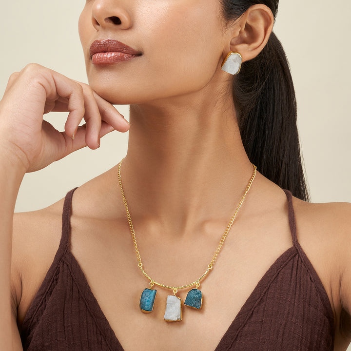 Soléa Dark Blue & White Trio Natural Necklace Set