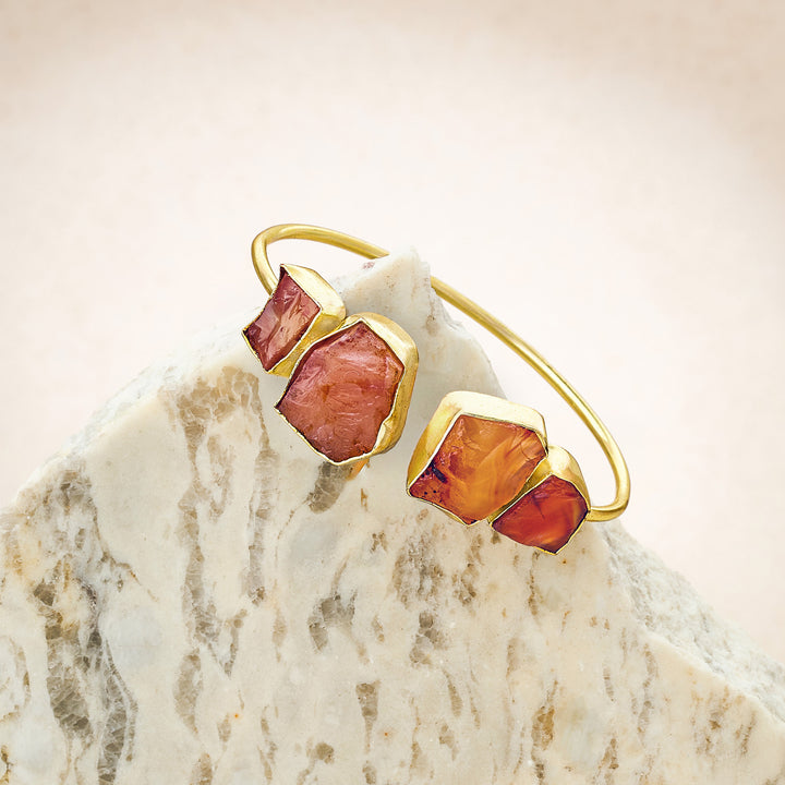 Soléa Orange Natural Stone Cuff Bracelet