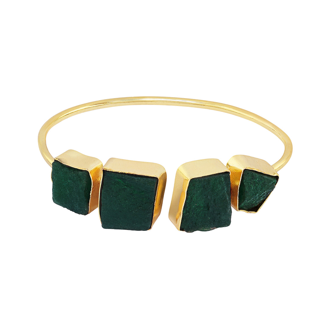 Soléa Dark Green Natural Stone Cuff Bracelet