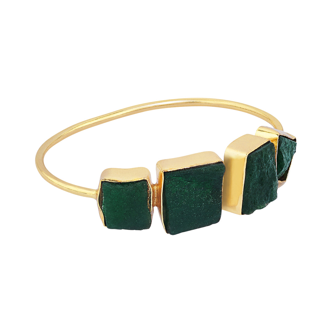 Soléa Dark Green Natural Stone Cuff Bracelet