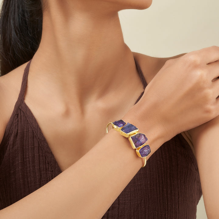 Soléa Purple Natural Stone Cuff Bracelet