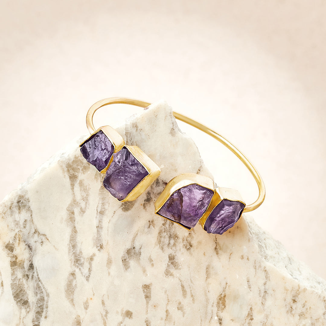 Soléa Purple Natural Stone Cuff Bracelet