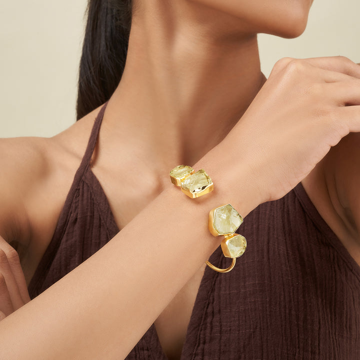 Soléa Yellow Natural Stone Cuff Bracelet
