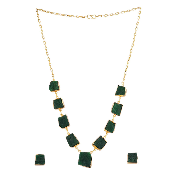Soléa Dark Green Natural Stone Royal Necklace Set