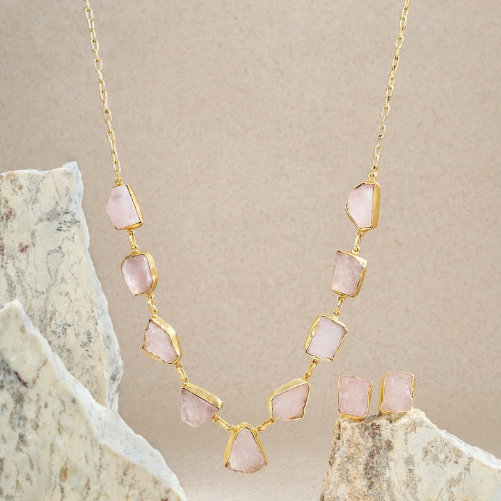 Soléa Pink Natural Stone Royal Necklace Set