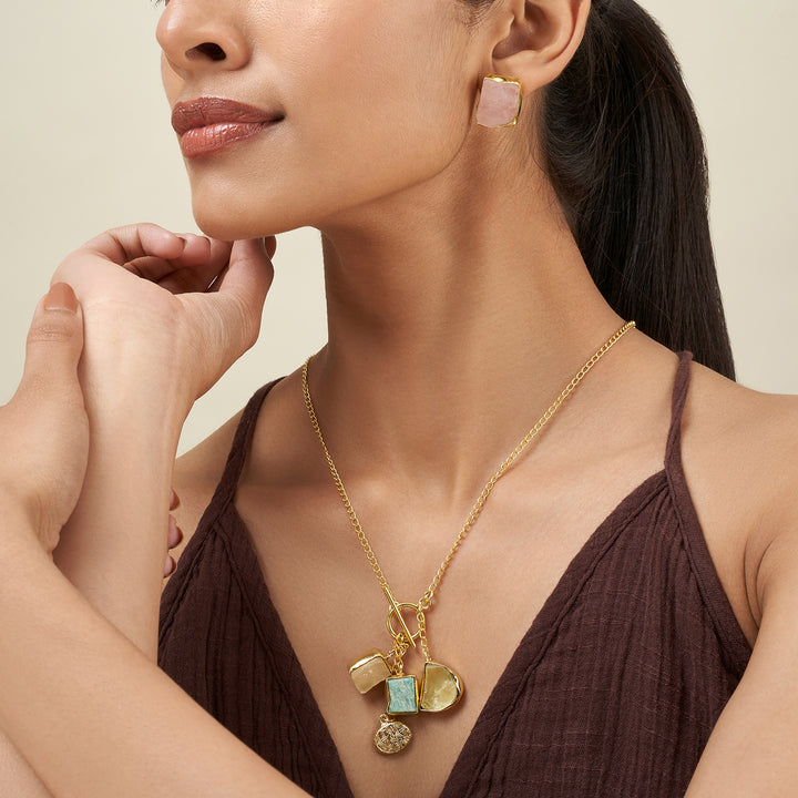Soléa Grove Multicolored Natural Stone Charm Necklace Set