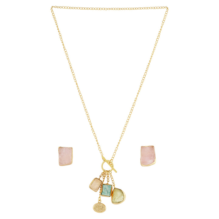 Soléa Grove Multicolored Natural Stone Charm Necklace Set