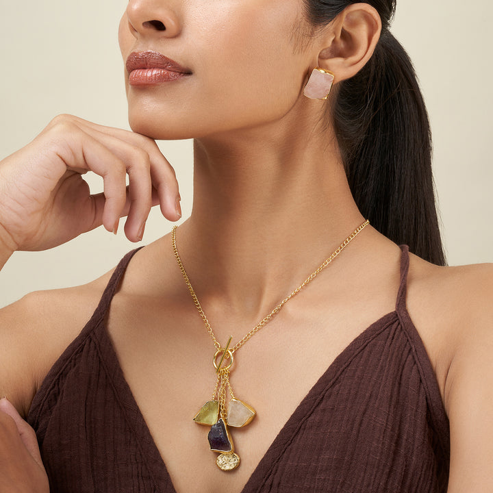 Soléa Aura Multicolored Natural Stone Charm Necklace Set