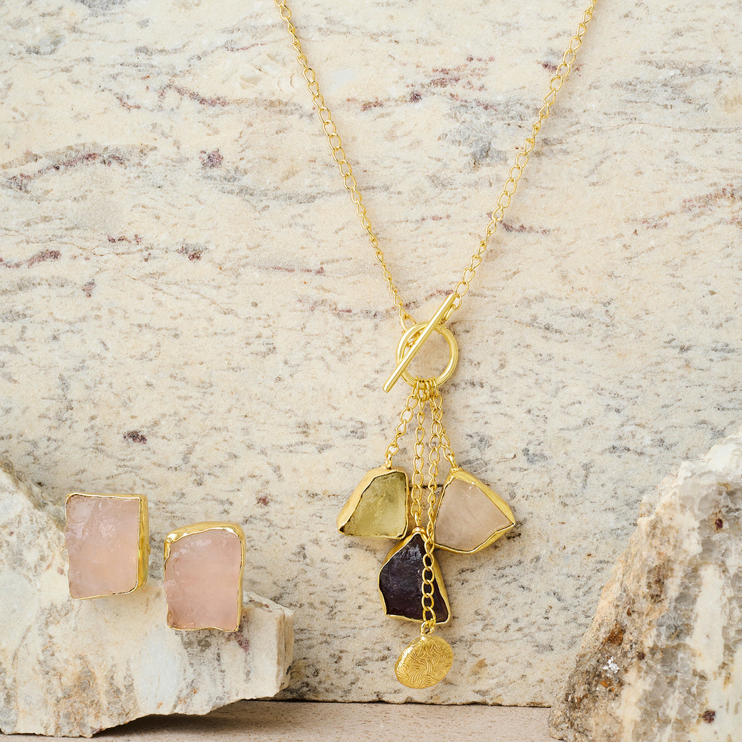 Soléa Aura Multicolored Natural Stone Charm Necklace Set