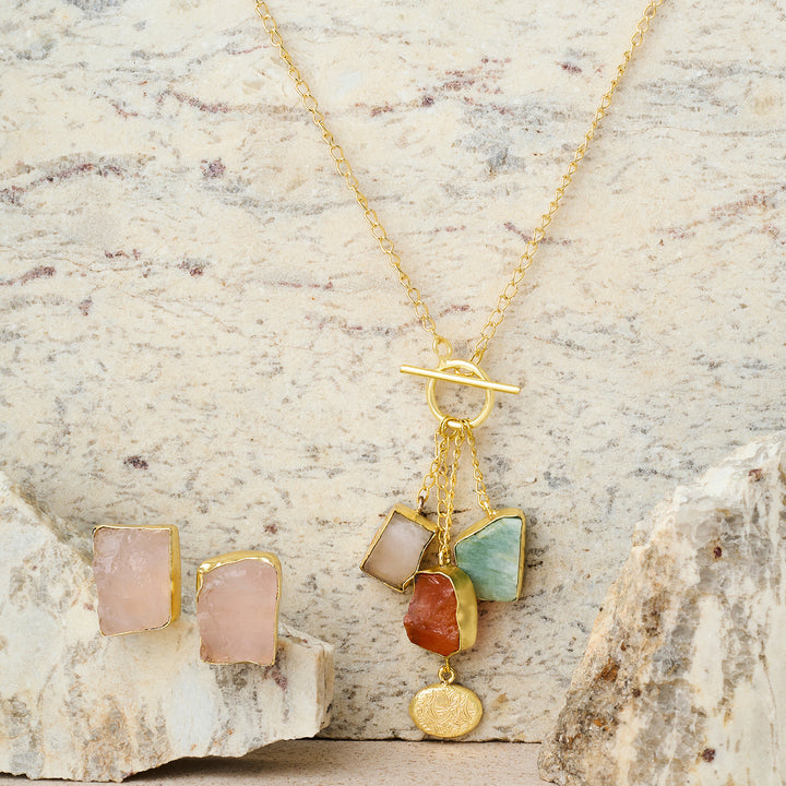Soléa Jade Multicolored Natural Stone Charm Necklace Set