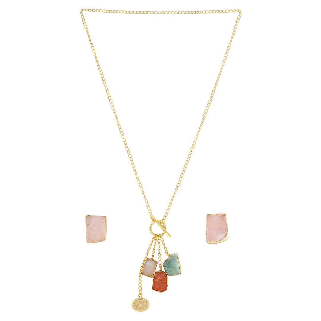 Soléa Jade Multicolored Natural Stone Charm Necklace Set