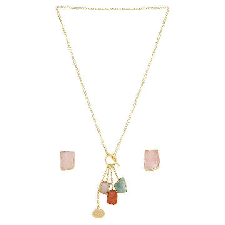 Soléa Jade Multicolored Natural Stone Charm Necklace Set