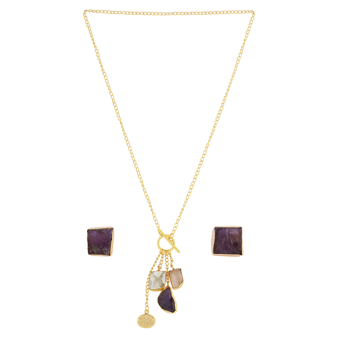 Soléa Amethyst Multicolored Natural Stone Charm Necklace Set