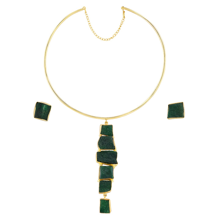 Soléa Dark Green Natural Stone Hasli Necklace Set